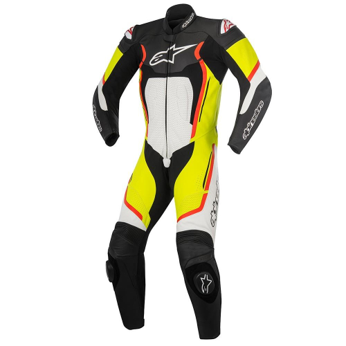 Alpinestars - Alpinestars Motegi One-Piece Leather Suit V2 - 3151017-1253-46 - Black/White/Yellow Fluo/Red Fluo - 36