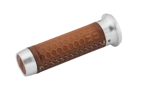 Brass Balls Cycles - Brass Balls Cycles Honeycomb Leather Moto Grips - Natural/Tan - BB08-211