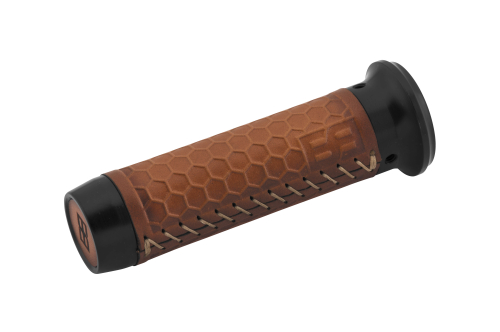 Brass Balls Cycles - Brass Balls Cycles Honeycomb Leather Moto Grips - Black/Tan - BB08-212