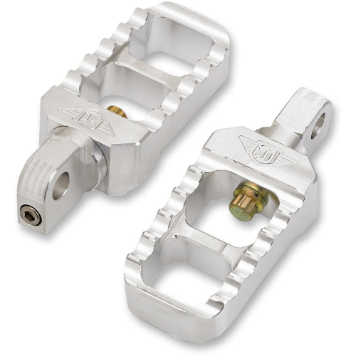 Joker Machine - Joker Machine Adjustable Serrated Stubby Footpeg - 3in L x 1-1/2in W x 13/16in Thick - Raw Aluminum - 08-642-5