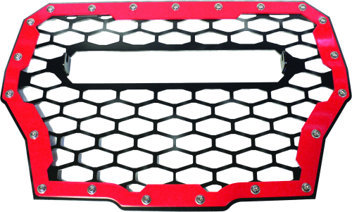 ModQuad - ModQuad Front Grill without 10in. Light Bar - Black/Red - RZR-FGL-T-RD