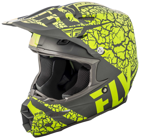 Fly Racing - Fly Racing F2 Carbon Fracture Helmet - 73-4170-1-XS - Matte Gray/Hi-Vis - X-Small