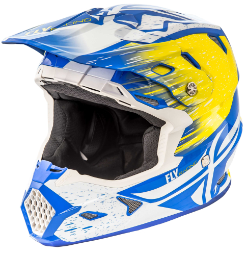 Fly Racing - Fly Racing Toxin Resin Helmet  - 73-8527-4-XS - White/Yellow/Blue - X-Small