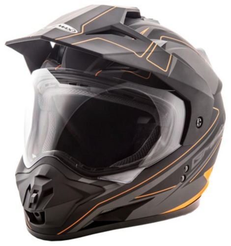 G-Max - G-Max GM11D Dual Sport Expedition Helmet - G5112693 TC-26 - Flat Black/Hi-Vis Orange - X-Small