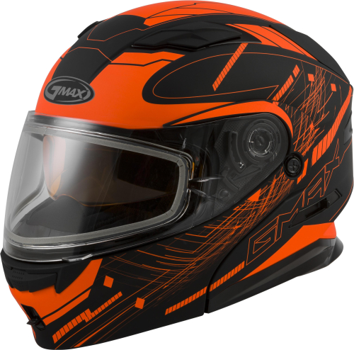 G-Max - G-Max MD-01S Wired Helmet - G2014697 TC-26 - Black/Hi-Vis Orange - X-Large