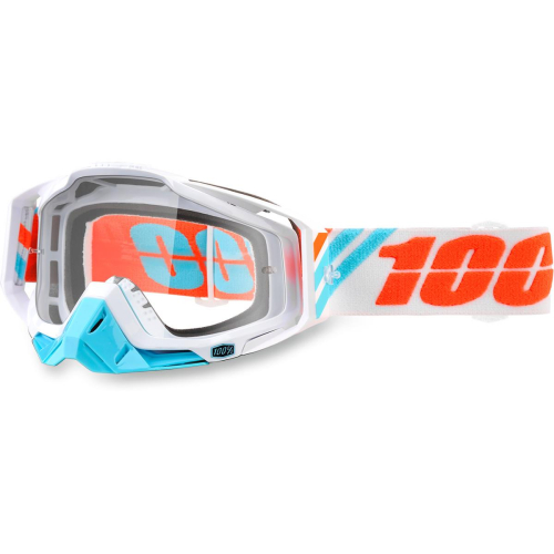100% - 100% Racecraft Calculus Goggles - 50100-205-02 - Calculus Ice / White/Sky Blue/Orange / Clear Lens - OSFM