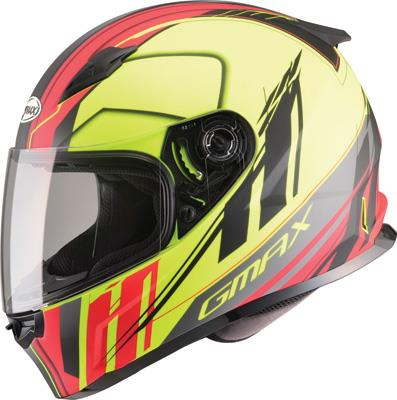 G-Max - G-Max FF49 Rogue Helmet - G7493684 F.TC-24 - Flat Black/Hi-Viz Yellow/Red - Small