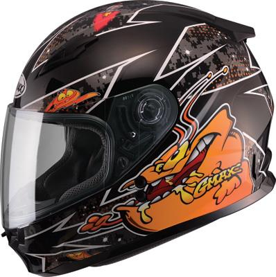 G-Max - G-Max GM49Y Alien Youth Helmet - G7496250 TC-6 - Black/Orange - Small