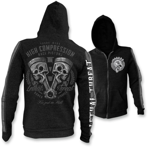 Lethal Threat - Lethal Threat High Compression Piston Hoody - HD84023L - Black - Large