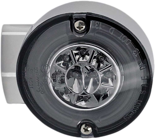 HardDrive - HardDrive Halo LED Front Turn Signal - Amber LED with Chrome Housing and Smoke Lens - Dual Function - 164505