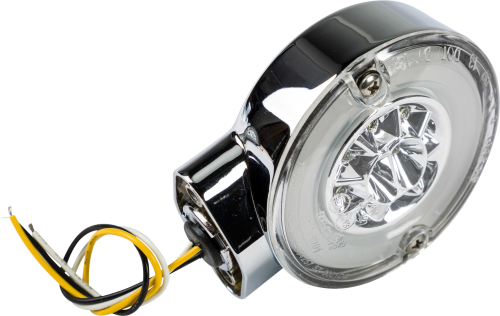 HardDrive - HardDrive Halo LED Front Turn Signal - Amber LED with Chrome Housing and Clear Lens - Dual Function - 164509
