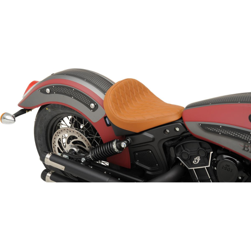 Drag Specialties - Drag Specialties Bobber-Style Front Solo Seat - 16in L x 13in W - Diamond Stitch - Brown - 0810-1986