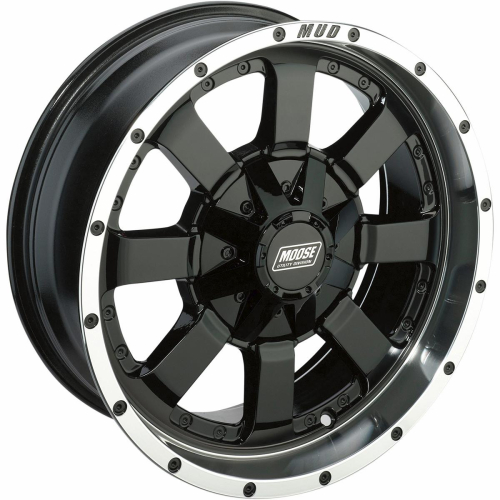 Moose Utility - Moose Utility 420X ATV/UTV Front/Rear Wheel - 17x7 - 4+3 Offset - 4/110 - Machined Black - 0230-0845
