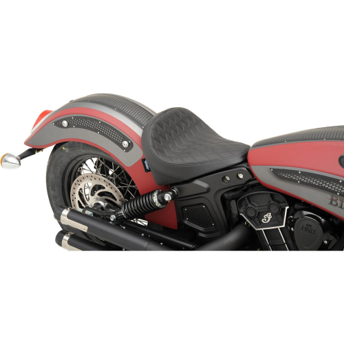 Drag Specialties - Drag Specialties Bobber-Style Front Solo Seat - 16in L x 13in W - Diamond Stitch - Black Solar Reflective Leather - 0810-1987