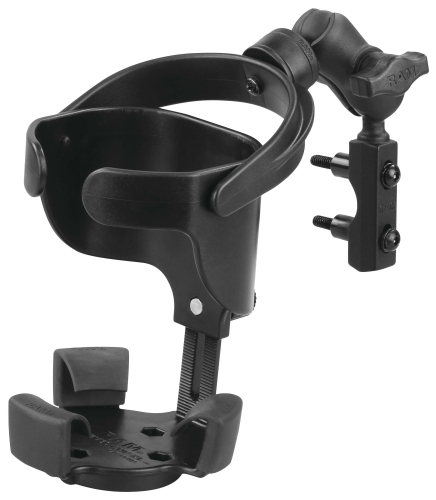 RAM Mounts - RAM Mounts Level XL Cup Holder with Torque Rail Mount and Short Double Socket Arm - .75in.-1in. - RAM-B-408-75-1-A-417U