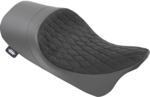 Drag Specialties - Drag Specialties Low Profile Solo Seat with Forward Positioning - Faux Suede Diamond Stitch - 0801-1040
