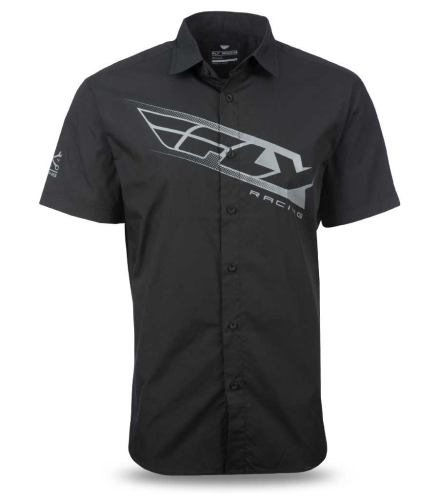 Fly Racing - Fly Racing Pit Button-Up Shirt - 352-6190L - Black/Gray - Large