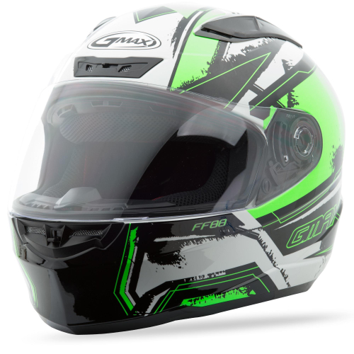 G-Max - G-Max FF88 X-Star Helmet - G1881673 TC-23 - White/Hi-Vis Green - X-Small