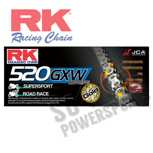 RK - RK 520 GXW GB XW-Ring Chain - 170 Links - Gold - GB520GXW170