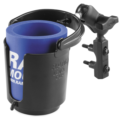 RAM Mounts - RAM Mounts RAM Level Cup Drink Holder with Short Length Arm and Motorcycle Brake/Clutch Reservoir Base - RAM-B-174-A-132