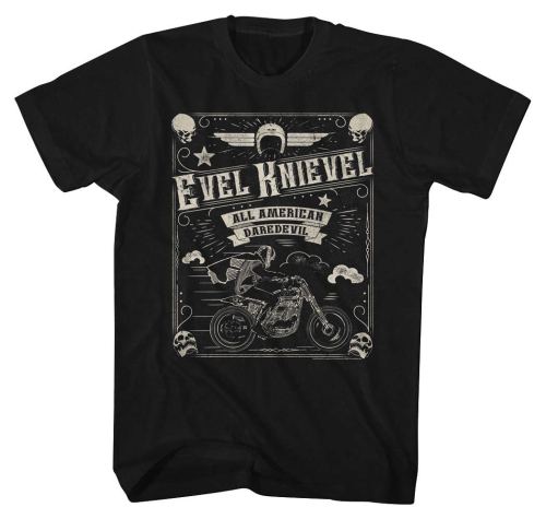 Evel Knievel - Evel Knievel Skulls Border T-Shirt - EK5111-2XL - Black - 2XL
