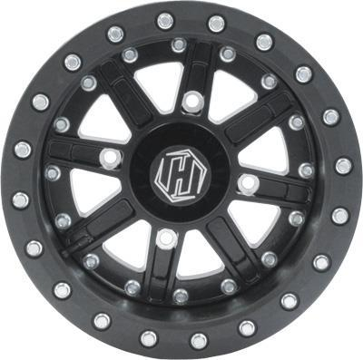 Hiper Wheel - Hiper Wheel Sidewinder Wheel - 14x8 - 4+4 Offset - 4/115 - Black with Single Beadlock Ring - 1480-YBK02-44-SBL-BK