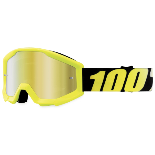 100% - 100% Strata Neon Yellow Youth Goggles - 5051000402 - Neon Yellow/Yellow/Black / Mirror Gold Lens - OSFM