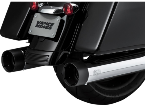 Vance & Hines - Vance & Hines Oversized 450 Titan Slip-On Mufflers - Chrome with Black End Caps - 16652