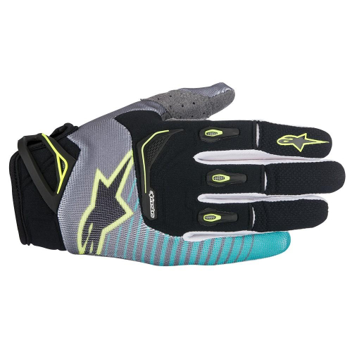 Alpinestars - Alpinestars Techstar Gloves - 356101710742X - Black/Teal/Yellow/Fluo - 2XL