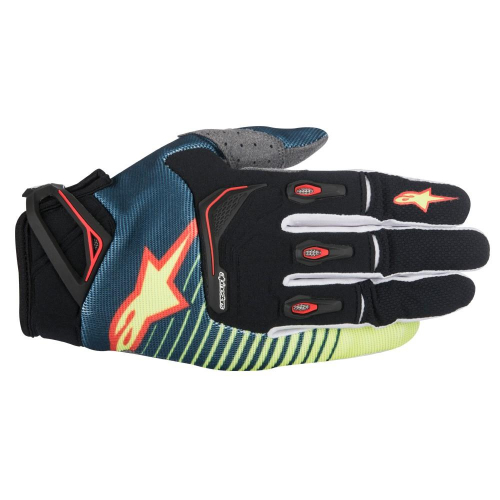 Alpinestars - Alpinestars Techstar Gloves - 356101770732X - Petrol/Yellow/Fluo Red - 2XL