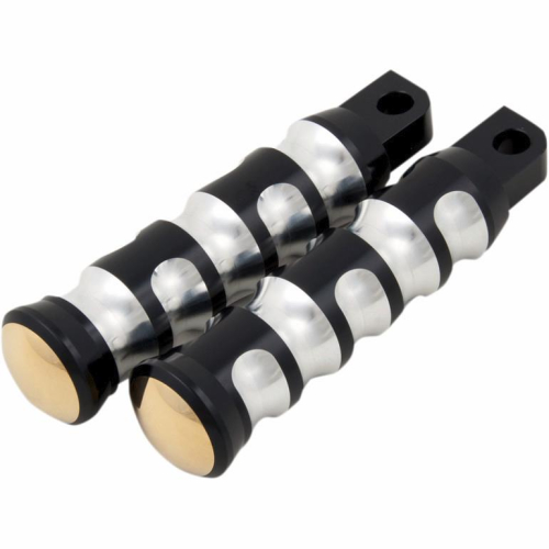 Kens Factory - Kens Factory Neo-Fushion Male Mount Passenger Footpegs - Black Machine/Brass - 5019