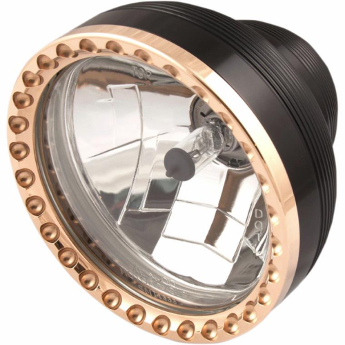 Kens Factory - Kens Factory 5-3/4in. Neo-Fushion Headlight Assembly - Machine Black w/ Brass Ring - 11204