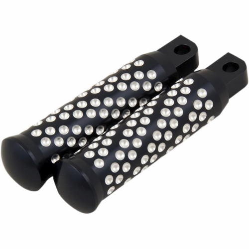 Kens Factory - Kens Factory Spiral Dimpled Male Mount Drive Footpegs - Black Machine - 5012
