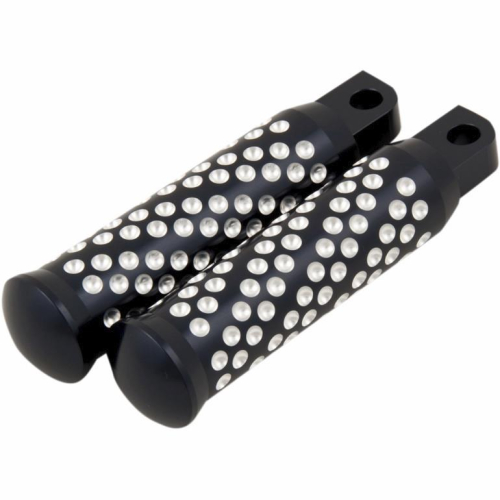 Kens Factory - Kens Factory Spiral Dimpled Male Mount Passenger Footpegs - Black Machine - 5013