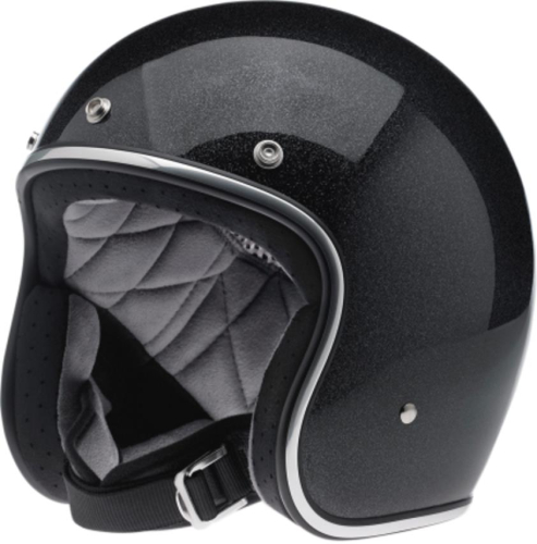 Biltwell Inc. - Biltwell Inc. Bonanza Mini Flake Helmet - BHMIDGLMINMED - Midnight Black - Medium