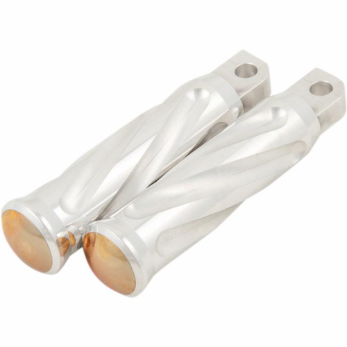 Kens Factory - Kens Factory Neo-Fushion Spiral Male Mount Passenger Footpegs - Polished/Brass - 5025