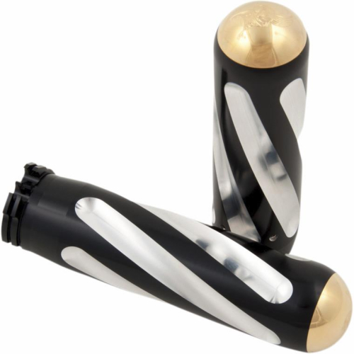Kens Factory - Kens Factory Neo-Fusion Spiral Grips - Black Machine with Brass End Caps - 1010