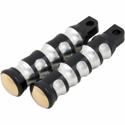 Kens Factory - Kens Factory Neo-Fusion Classic Male Mount Drive Footpegs - Black Machine/Brass - 5018