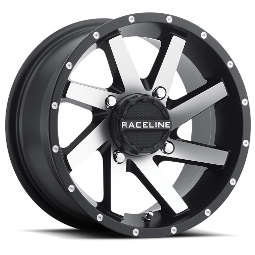 Raceline - Raceline Twist Machined Wheel - 14x7 - 5+2 Offset - 4/115 - Black/Machined - A8247015-52