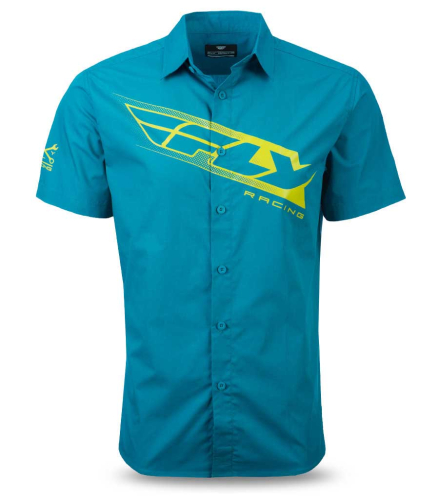 Fly Racing - Fly Racing Pit Button-Up Shirt - 352-61982X - Teal/Lime - 2XL