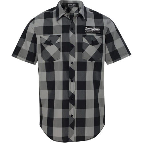 Throttle Threads - Throttle Threads Throttle Threads Short-Sleeve Shop Shirt - TT627S93BG3R - Gray Plaid - 3XL