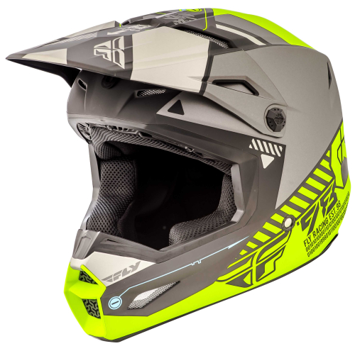Fly Racing - Fly Racing Kinetic Elite Onset Helmet - 73-8505XS - Matte Black/Gray/Hi-Vis - X-Small