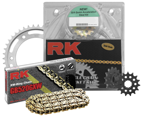 RK - RK 520 Steel Quick Acceleration Chain/Sprocket Kit - Natural - 1042-149P