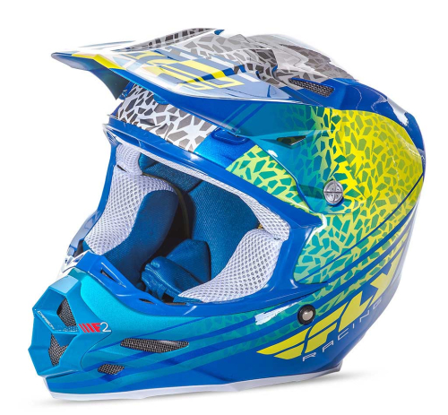 Fly Racing - Fly Racing F2 Carbon Animal Helmet - 73-4143X - Yellow/Blue/White - X-Large