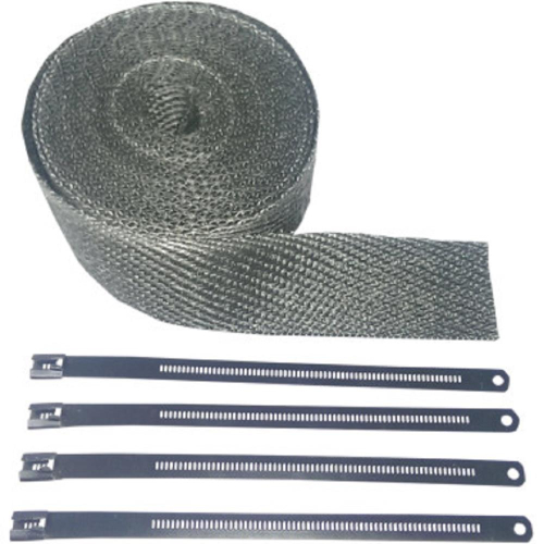 Cycle Performance - Cycle Performance Exhaust Pipe Wrap - 2in. x 25ft. - Black with Stainless Steel and Black Tie Wraps - CPP9142