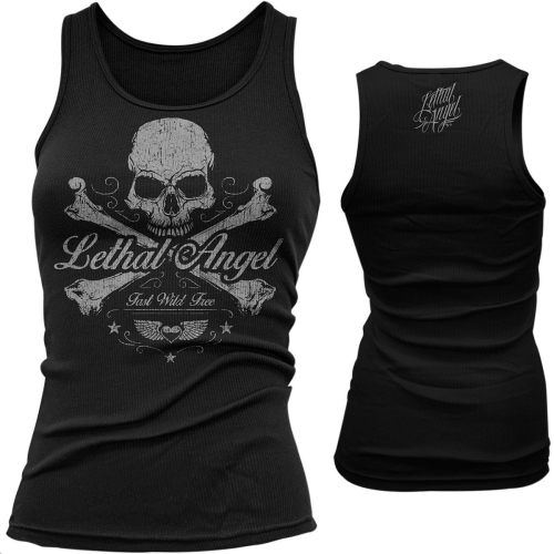 Lethal Threat - Lethal Threat Skull N Crossbones Womens Tank Top - LT20389L - Black - Large