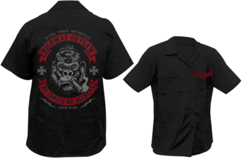 Lethal Threat - Lethal Threat No Limits Gorilla Screen Printed Shirt - HW50189M - Black - Medium