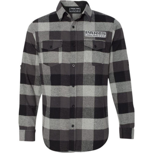 Throttle Threads - Throttle Threads Parts Unlimited Flannel Shirt - PSU31S82BWSR - Black/Gray Checkered - Small