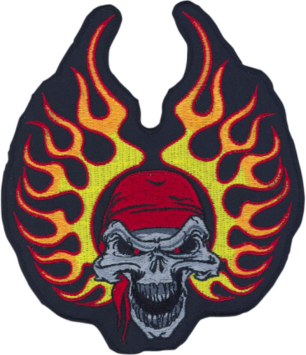 Lethal Threat - Lethal Threat Flame Bandanna Skull Embroidered Patch - LT30005