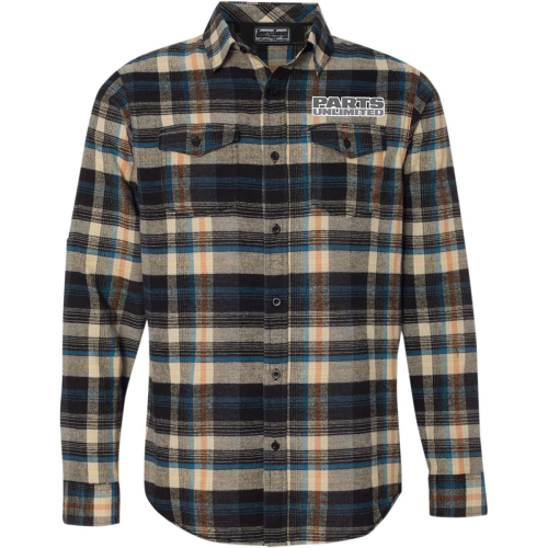 Throttle Threads - Throttle Threads Parts Unlimited Flannel Shirt - PSU31S82KHLR - Khaki Plaid - Large